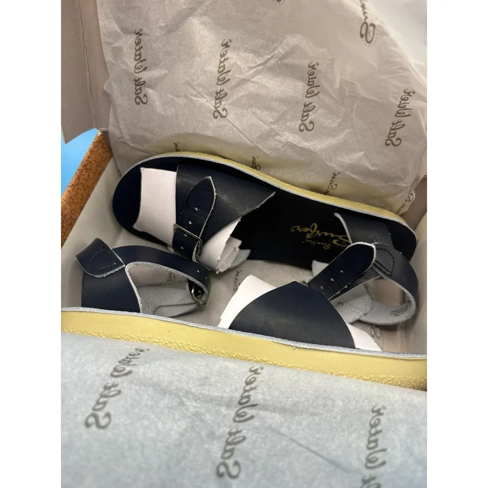 NEW IN BOX SUN-SAN SALT WATER SANDALS SURFER NAVY TODDLER SIZE 12 NIB